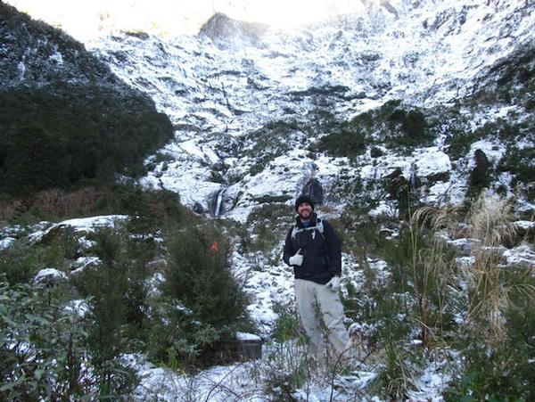 Blue Duck Caf&#233; bar supervisor Paul Stevens at the head of the Sinbad Gully valley. 